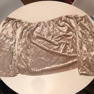 Cream velvet off the shoulder top
